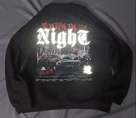 SUDADERA OVERSIDE- Burn in the night